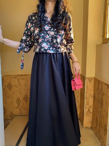 Midnight black-skirt set