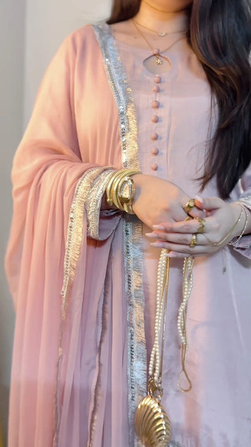 Blush pink-plazo set (3pc)